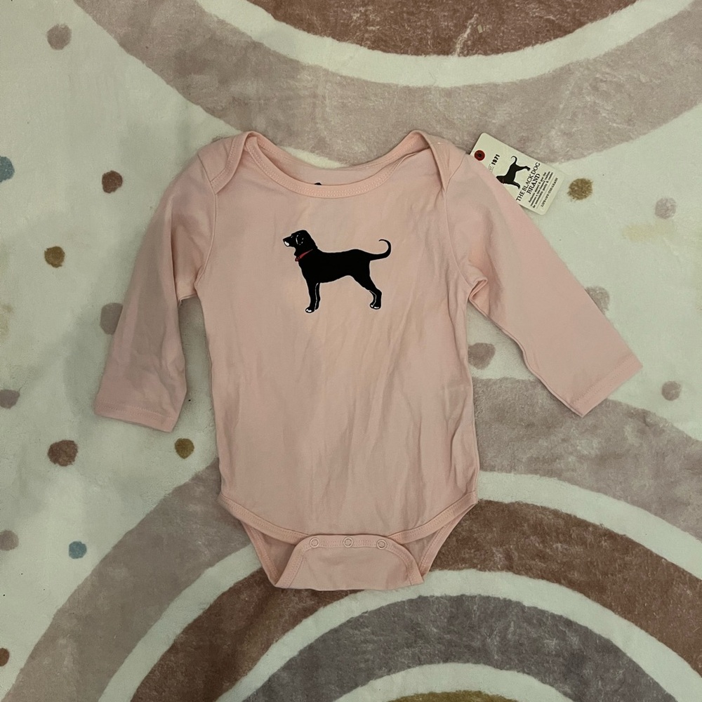 Black Dog Pink Baby Long sleeve onesie